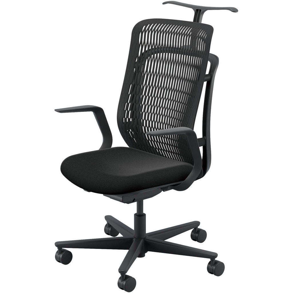 5-372-114A AJCHAIR2(AJチェア2) L型肘 ジャケットハンガー付 内田洋行 ハイバック ウレタンキャスター   5-372-114A