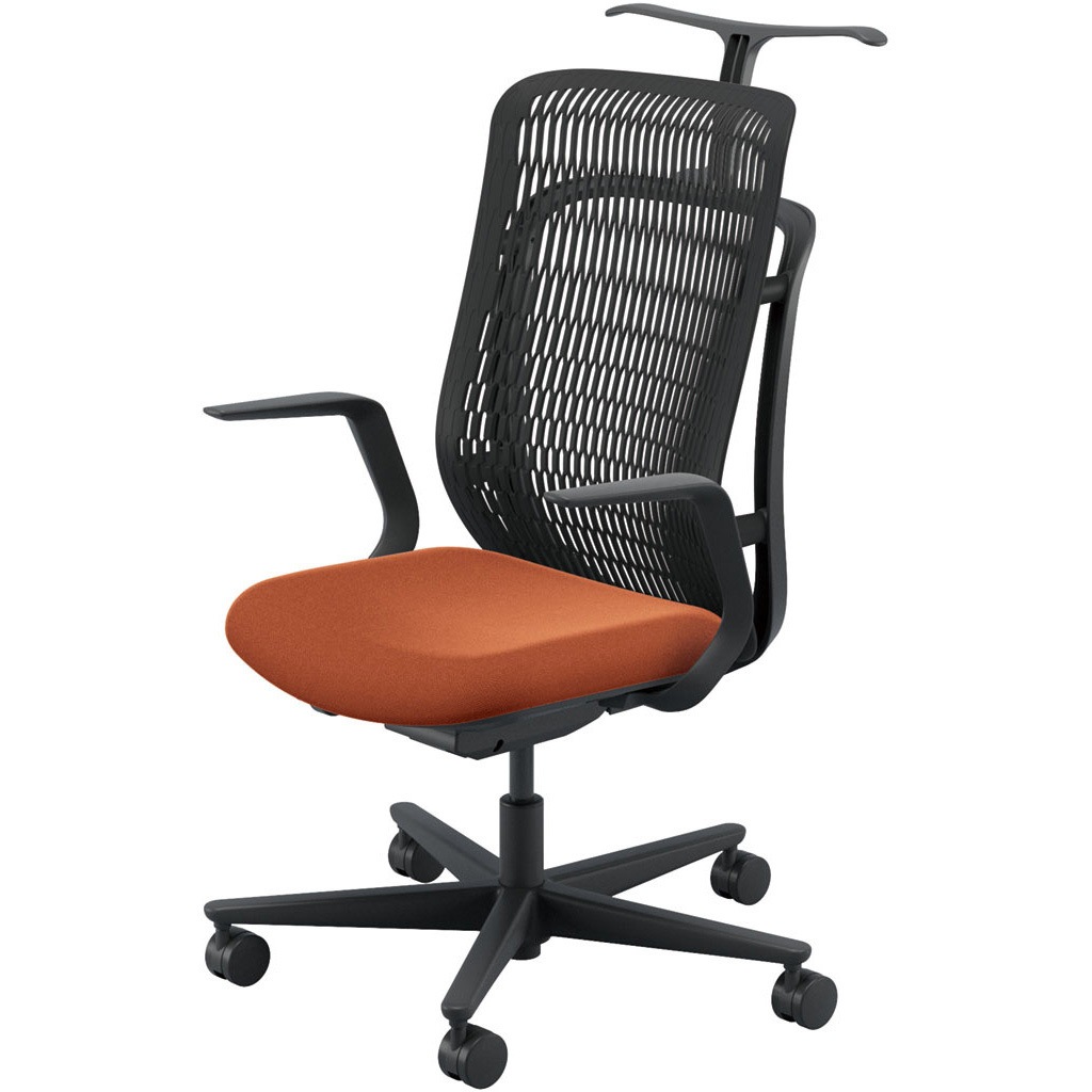 5-372-112D AJCHAIR2(AJチェア2) L型肘 ジャケットハンガー付 内田洋行 ハイバック ナイロンキャスター   5-372-112D