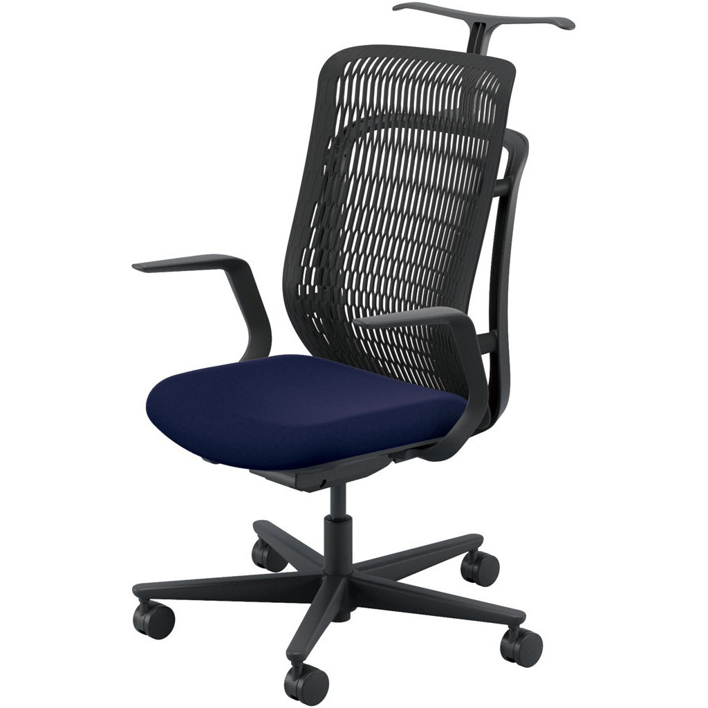 5-372-112F AJCHAIR2(AJチェア2) L型肘 ジャケットハンガー付 内田洋行 ハイバック ナイロンキャスター   5-372-112F