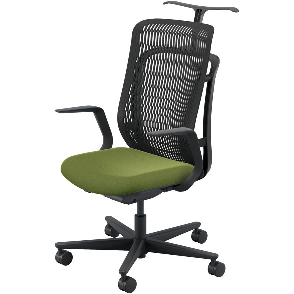 5-372-112G AJCHAIR2(AJチェア2) L型肘 ジャケットハンガー付 内田洋行 ハイバック ナイロンキャスター   5-372-112G 40,937円