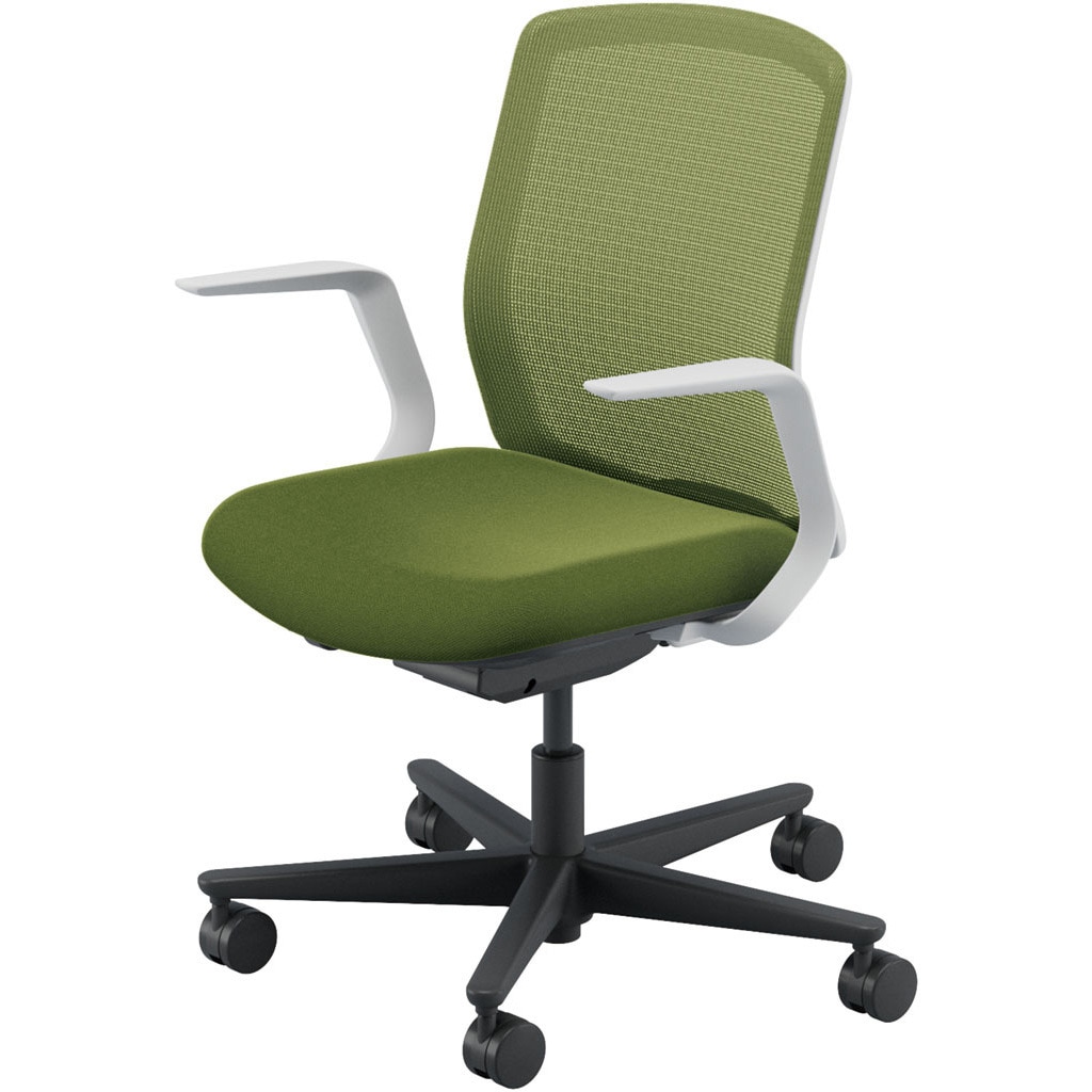 5-370-63G6 Carissa2(カリッサ2) メッシュタイプ ミドルバック ホワイトフレーム L型肘 内田洋行 ウレタンキャスター   5-370-63G6