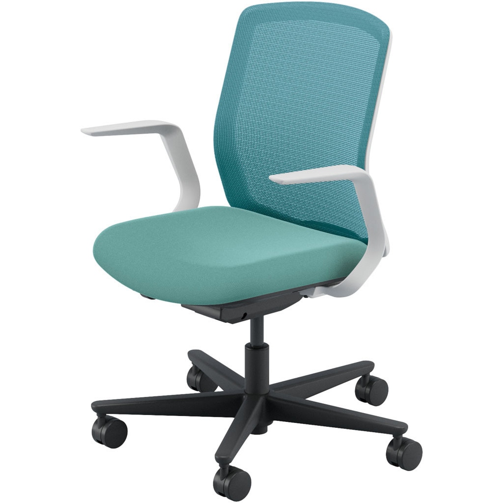 5-370-61H7 Carissa2(カリッサ2) メッシュタイプ ミドルバック ホワイトフレーム L型肘 内田洋行 ナイロンキャスター   5-370-61H7