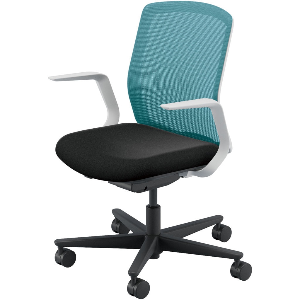 5-370-61A7 Carissa2(カリッサ2) メッシュタイプ ミドルバック ホワイトフレーム L型肘 内田洋行 ナイロンキャスター   5-370-61A7