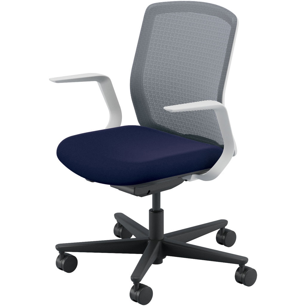 5-370-61F2 Carissa2(カリッサ2) メッシュタイプ ミドルバック ホワイトフレーム L型肘 内田洋行 ナイロンキャスター   5-370-61F2