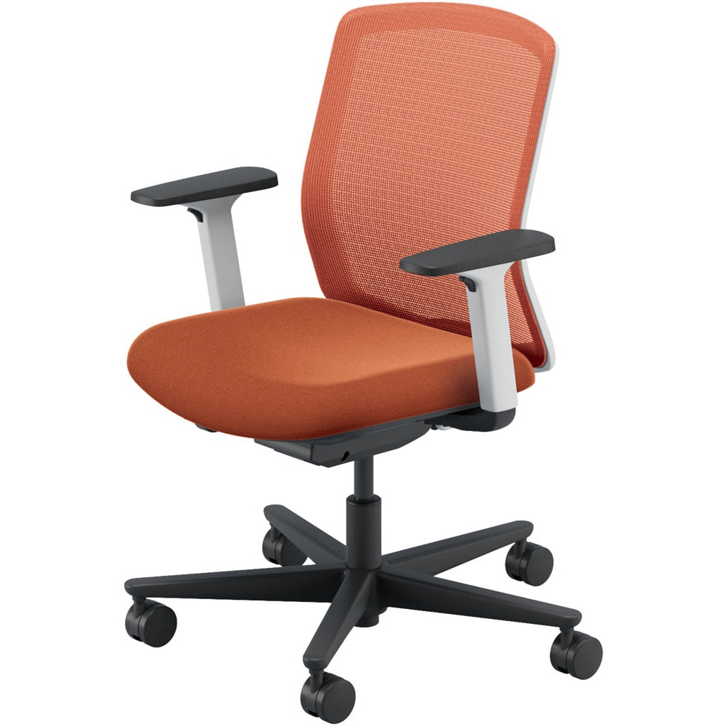 5-370-81D3 Carissa2(カリッサ2) メッシュタイプ ミドルバック ホワイトフレーム アジャスタブル肘 内田洋行 ナイロンキャスター   5-370-81D3