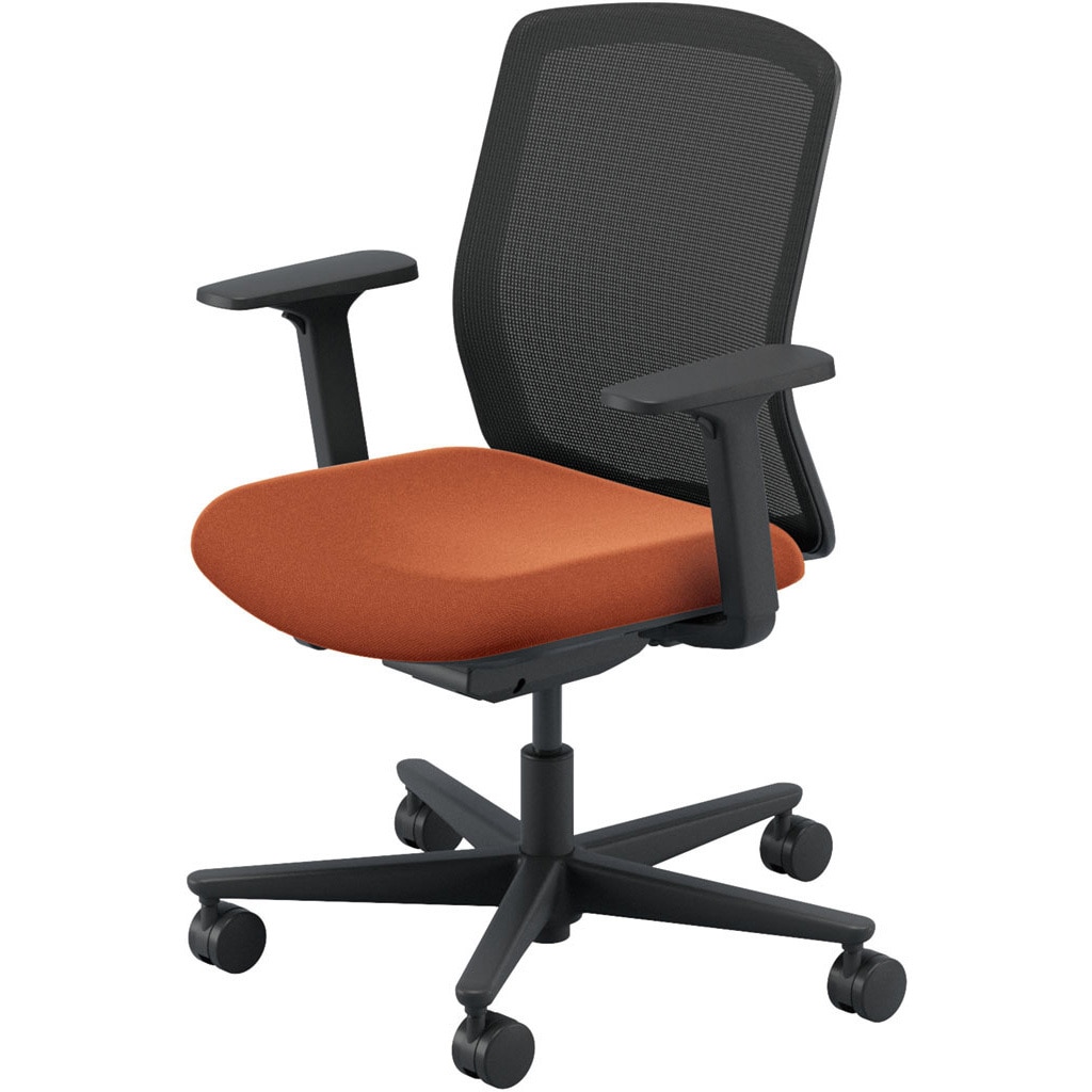 5-370-33D0 Carissa2(カリッサ2) メッシュタイプ ミドルバック ブラックフレーム アジャスタブル肘 内田洋行 ウレタンキャスター   5-370-33D0