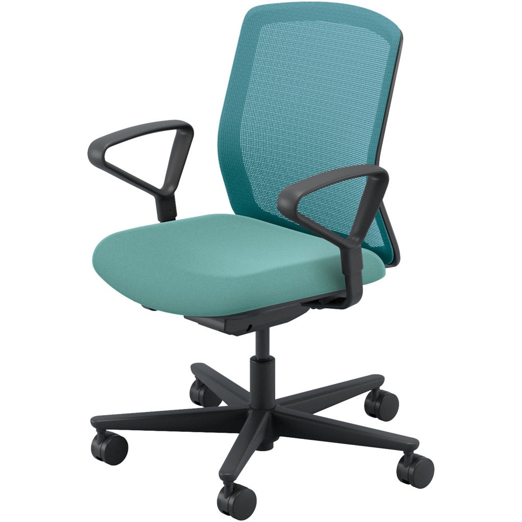 5-370-23H7 Carissa2(カリッサ2) メッシュタイプ ミドルバック ブラックフレーム リング肘 内田洋行 ウレタンキャスター   5-370-23H7