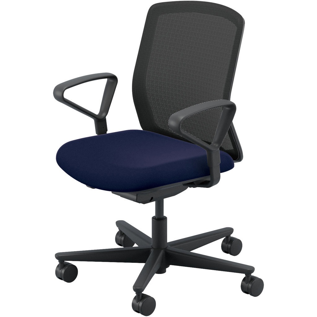 5-370-23F0 Carissa2(カリッサ2) メッシュタイプ ミドルバック ブラックフレーム リング肘 内田洋行 ウレタンキャスター   5-370-23F0