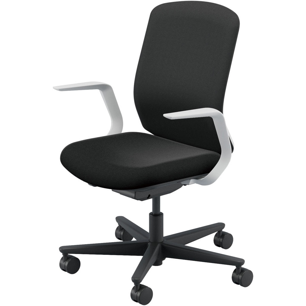 5-371-63AA Carissa2(カリッサ2) クロスタイプ ホワイトシェル L型肘 内田洋行 ブラック ウレタンキャスター   5-371-63AA