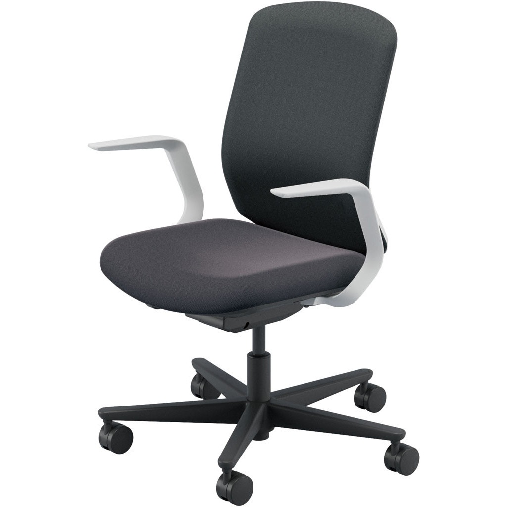 5-371-63BB Carissa2(カリッサ2) クロスタイプ ホワイトシェル L型肘 内田洋行 ブラック ウレタンキャスター   5-371-63BB