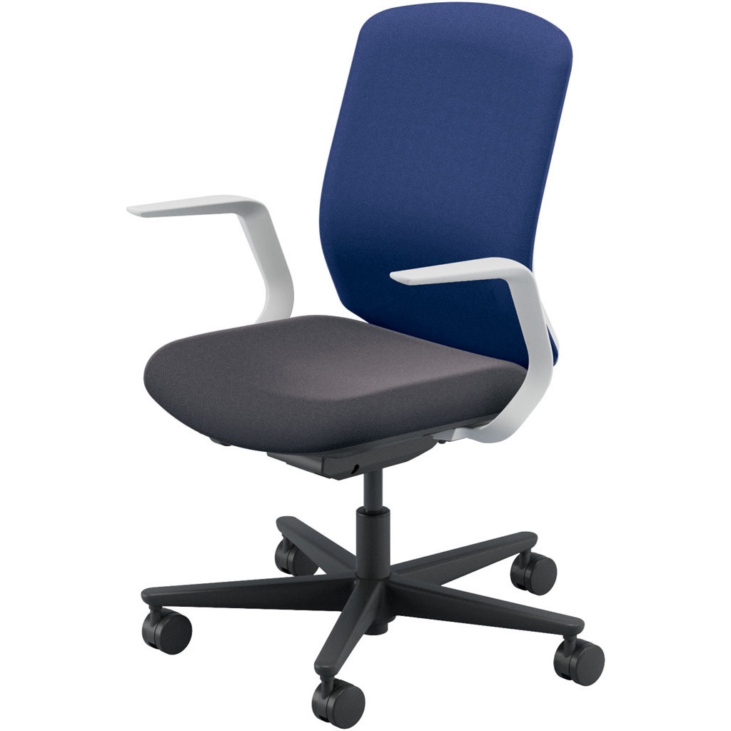 5-371-63BE Carissa2(カリッサ2) クロスタイプ ホワイトシェル L型肘 内田洋行 ブラック ウレタンキャスター   5-371-63BE