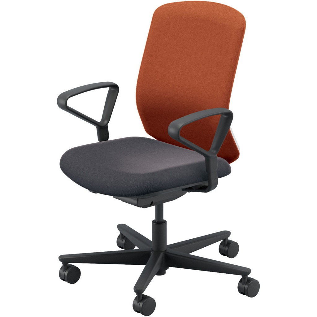 5-371-71BD Carissa2(カリッサ2) クロスタイプ ホワイトシェル リング肘 内田洋行 ブラック ナイロンキャスター   5-371-71BD