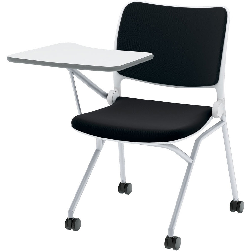 6-121-1230 Blume(ブルーメ) 背パッドタイプ 塗装脚 ホワイト 内田洋行 シルバーメタリック ナイロン双輪キャスター 肘掛なし メモ台あり 質量9.8kg  6-121-1230