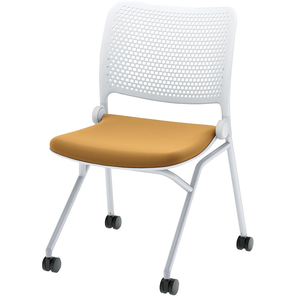 6-121-1018 Blume(ブルーメ) ヌードタイプ 塗装脚 ホワイト 内田洋行 シルバーメタリック ナイロン双輪キャスター 肘掛なし 質量6.4kg  6-121-1018