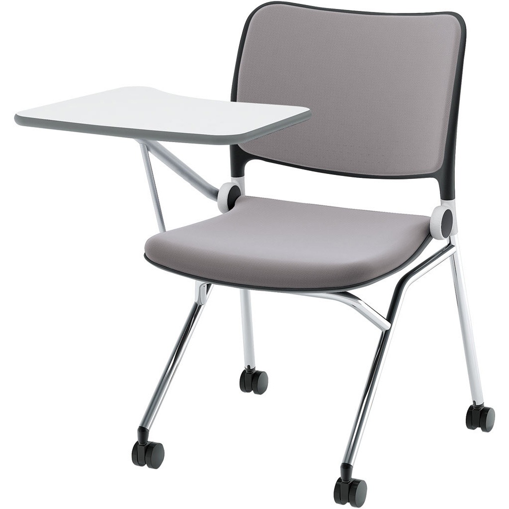 6-121-2223 Blume(ブルーメ) 背パッドタイプ メッキ脚 ブラック 内田洋行 ナイロン双輪キャスター スライドスタッキング 肘掛なし メモ台あり 質量9.8kg  6-121-2223