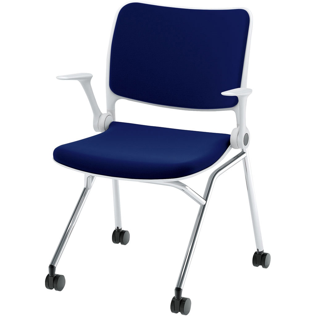 6-121-2134 Blume(ブルーメ) 背パッドタイプ メッキ脚 ホワイト 内田洋行 ナイロン双輪キャスター スライドスタッキング 6-121-2134 32,487円