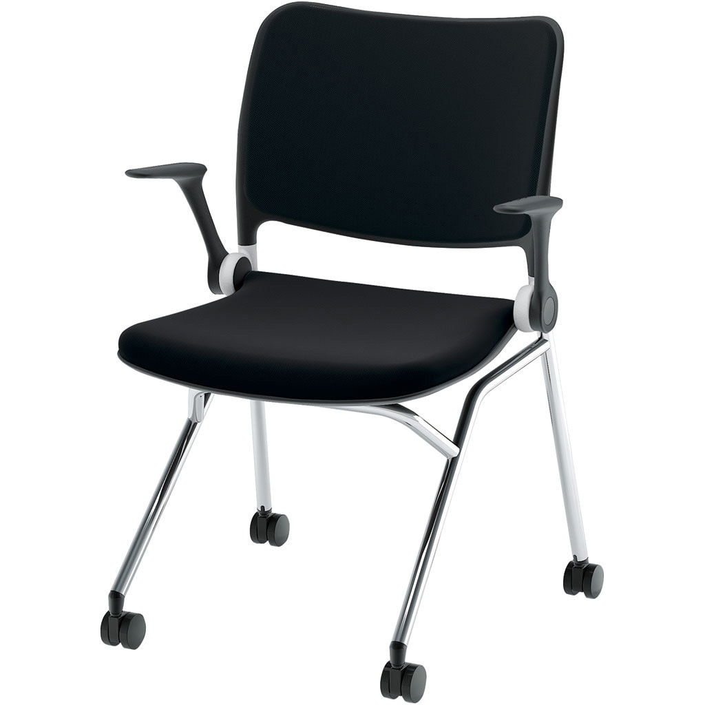 6-121-2120 Blume(ブルーメ) 背パッドタイプ メッキ脚 ブラック 内田洋行 ナイロン双輪キャスター スライドスタッキング 6-121-2120 32,487円