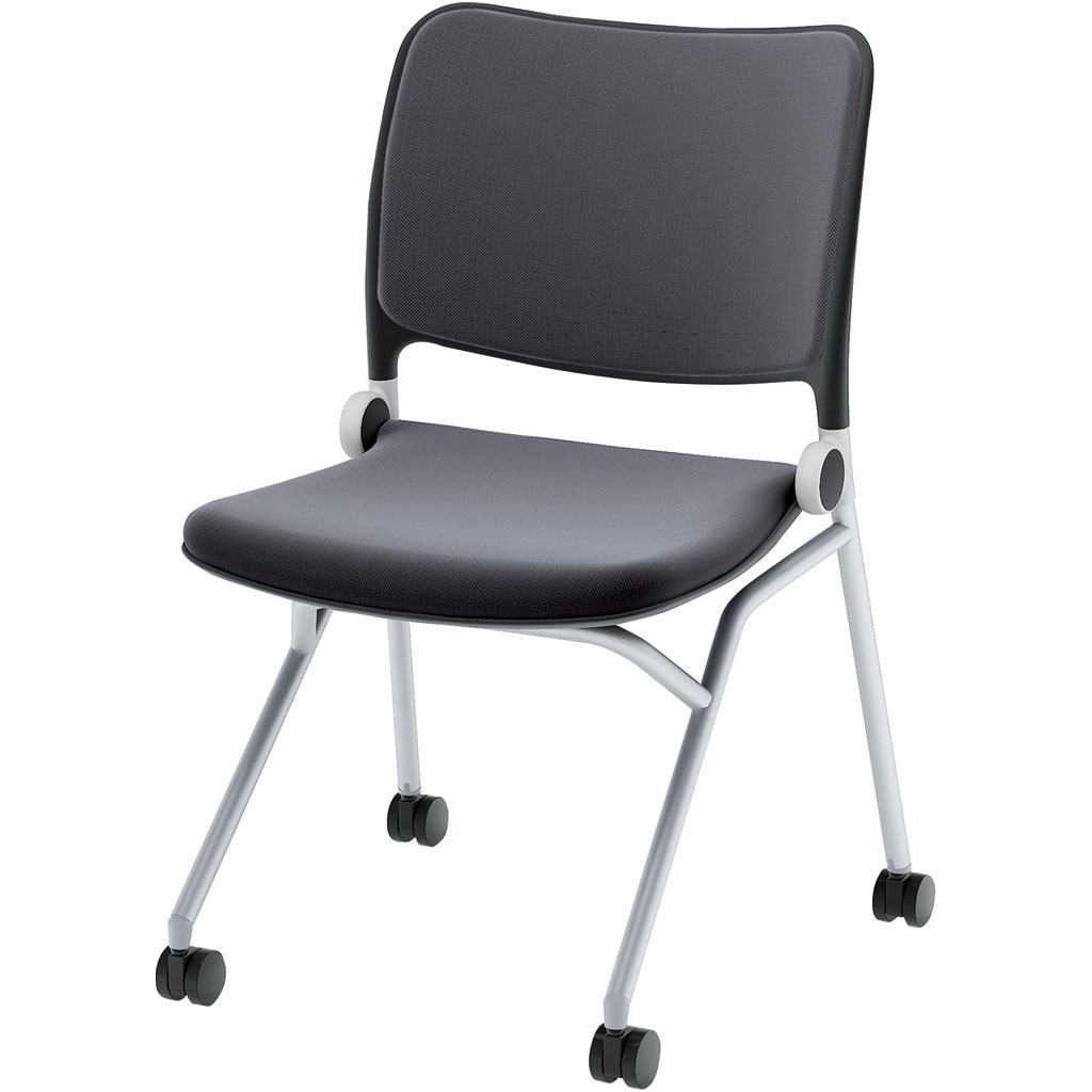 6-121-1022 Blume(ブルーメ) 背パッドタイプ 塗装脚 ブラック 内田洋行 シルバーメタリック ナイロン双輪キャスター 肘掛なし 質量6.8kg  6-121-1022