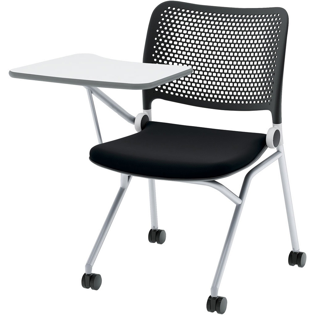 6-121-1200 Blume(ブルーメ) ヌードタイプ 塗装脚 ブラック 内田洋行 シルバーメタリック ナイロン双輪キャスター 肘掛なし メモ台あり 質量9.4kg  6-121-1200