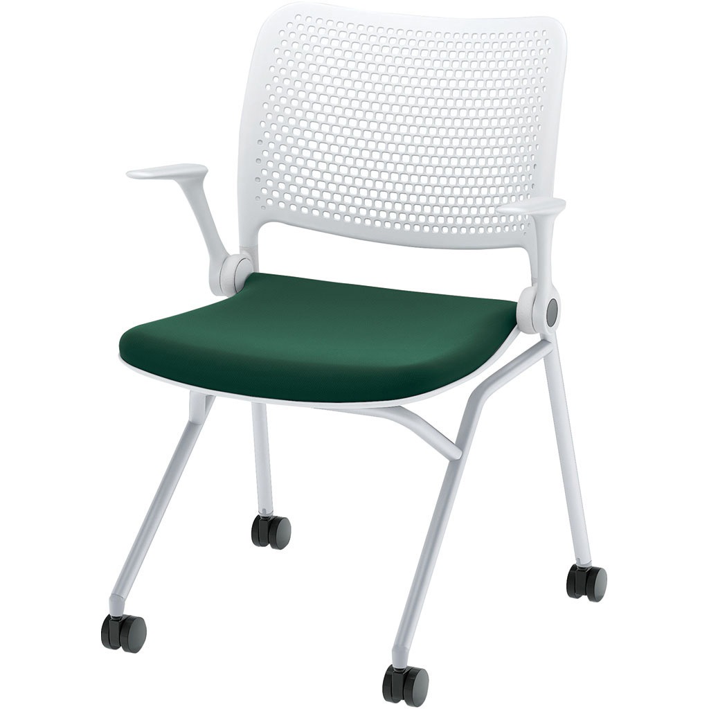 6-121-1116 Blume(ブルーメ) ヌードタイプ 塗装脚 ホワイト 内田洋行 シルバーメタリック ナイロン双輪キャスター 肘掛あり なし(取付不可) 質量7kg  6-121-1116