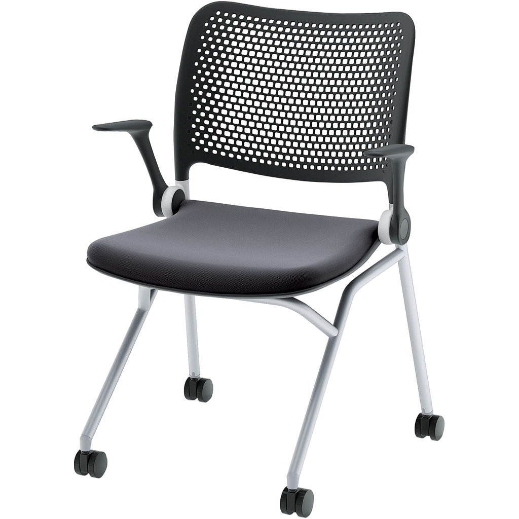 6-121-1102 Blume(ブルーメ) ヌードタイプ 塗装脚 ブラック 内田洋行 シルバーメタリック ナイロン双輪キャスター 肘掛あり なし(取付不可) 質量7kg  6-121-1102