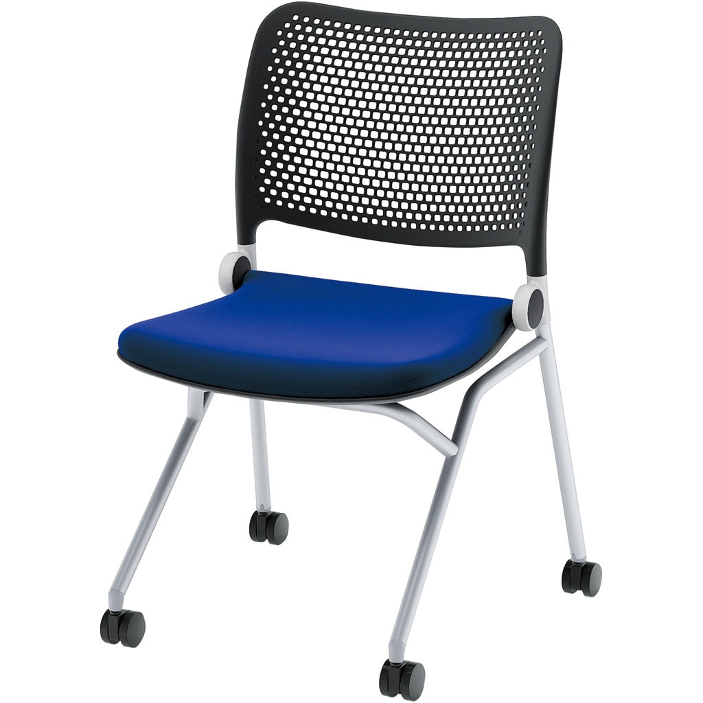 6-115-1042 Blume(ブルーメ) 抗ウイルス加工張地 ヌードタイプ 塗装脚 ブラック 内田洋行 シルバーメタリック スライドスタッキング メモ台:取付可(A3) 質量6.4kg   6-115-1042