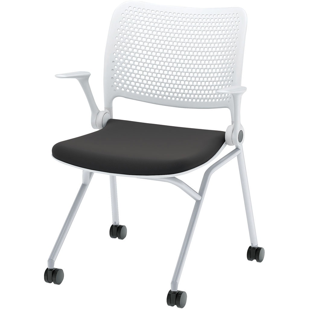 6-115-1150 Blume(ブルーメ) 抗ウイルス加工張地 ヌードタイプ 塗装脚 ホワイト 内田洋行 シルバーメタリック スライドスタッキング 取付不可 質量7kg   6-115-1150 29,237円