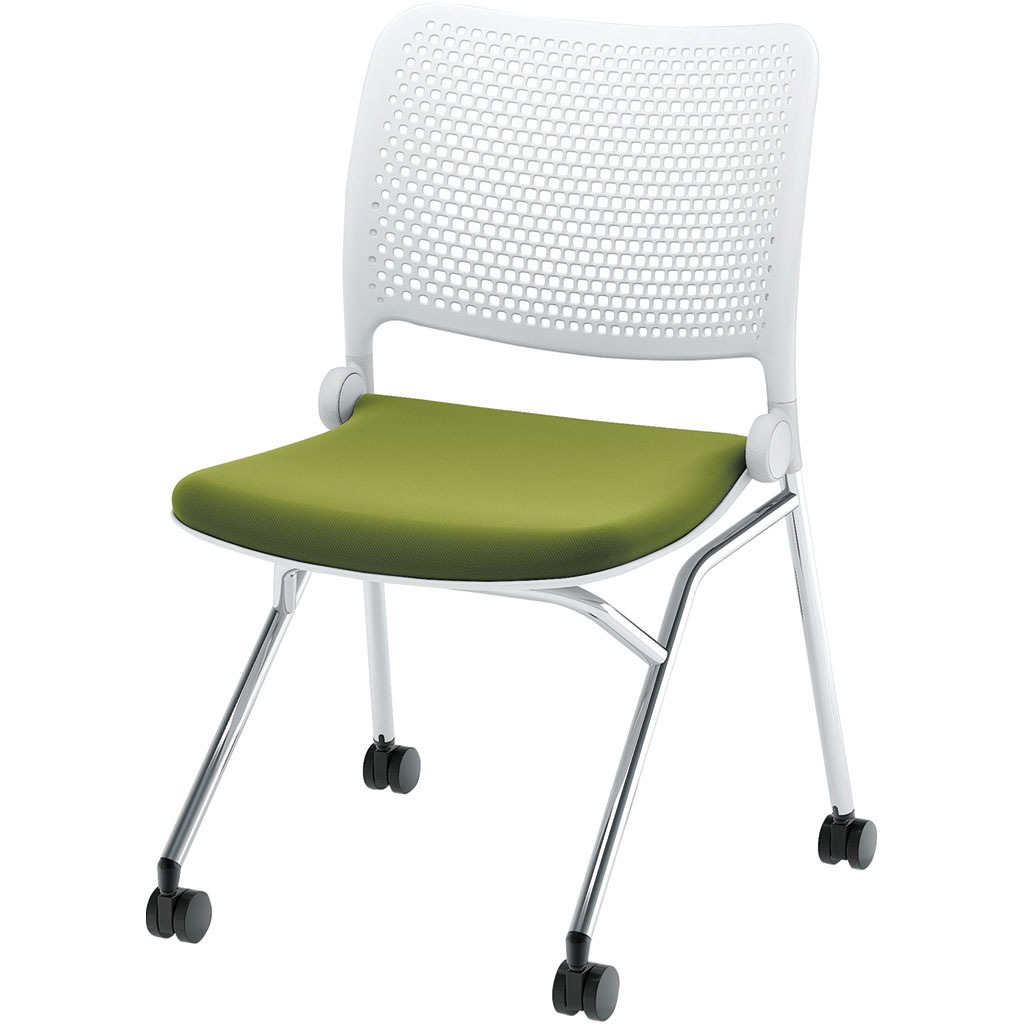 6-115-2053 Blume(ブルーメ) 抗ウイルス加工張地 ヌードタイプ メッキ脚 ホワイト 内田洋行 スライドスタッキング ネスティング脚 メモ台:取付可(A3) 質量6.4kg   6-115-2053 27,287円