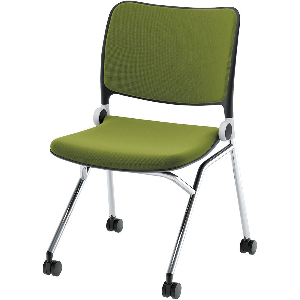 6-115-2063 Blume(ブルーメ) 抗ウイルス加工張地 背パッドタイプ メッキ脚 ブラック 内田洋行 スライドスタッキング ネスティング脚 メモ台:取付可(A3) 質量6.8kg   6-115-2063