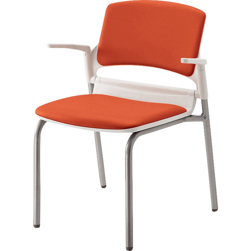 6-111-3919 MF-180シリーズ 内田洋行 シルバーメタリック ホワイト ディープオレンジ キャスターなし  6-111-3919