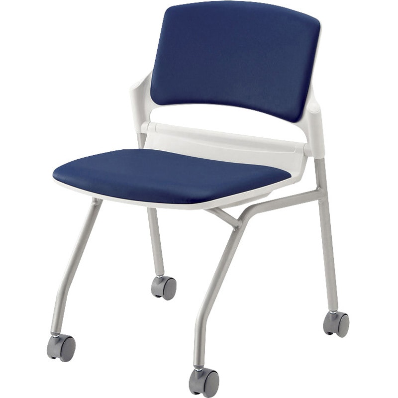 6-111-3855 MF-180シリーズ 内田洋行 シルバーメタリック ホワイト インディゴ キャスターなし スライドスタッキング  6-111-3855