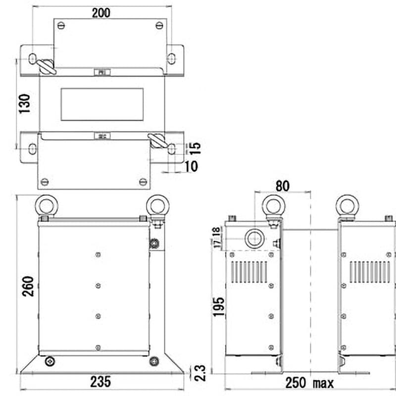 電源トランス ノイズカットNTシリーズ200V→100V 容量2kVA 絶縁種別E NT21-02KE