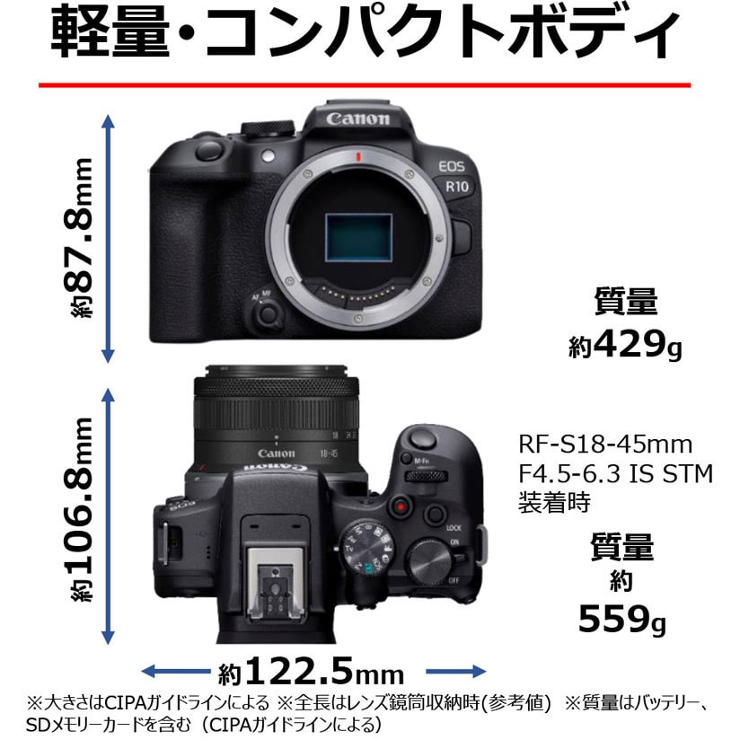 EOS R10・RF-S18-150 IS STM レンズキット ミラーレスカメラ EOS R10 Canon RF-S18-150mm  F3.5-6.3 IS STM(付属)レンズ - 【通販モノタロウ】