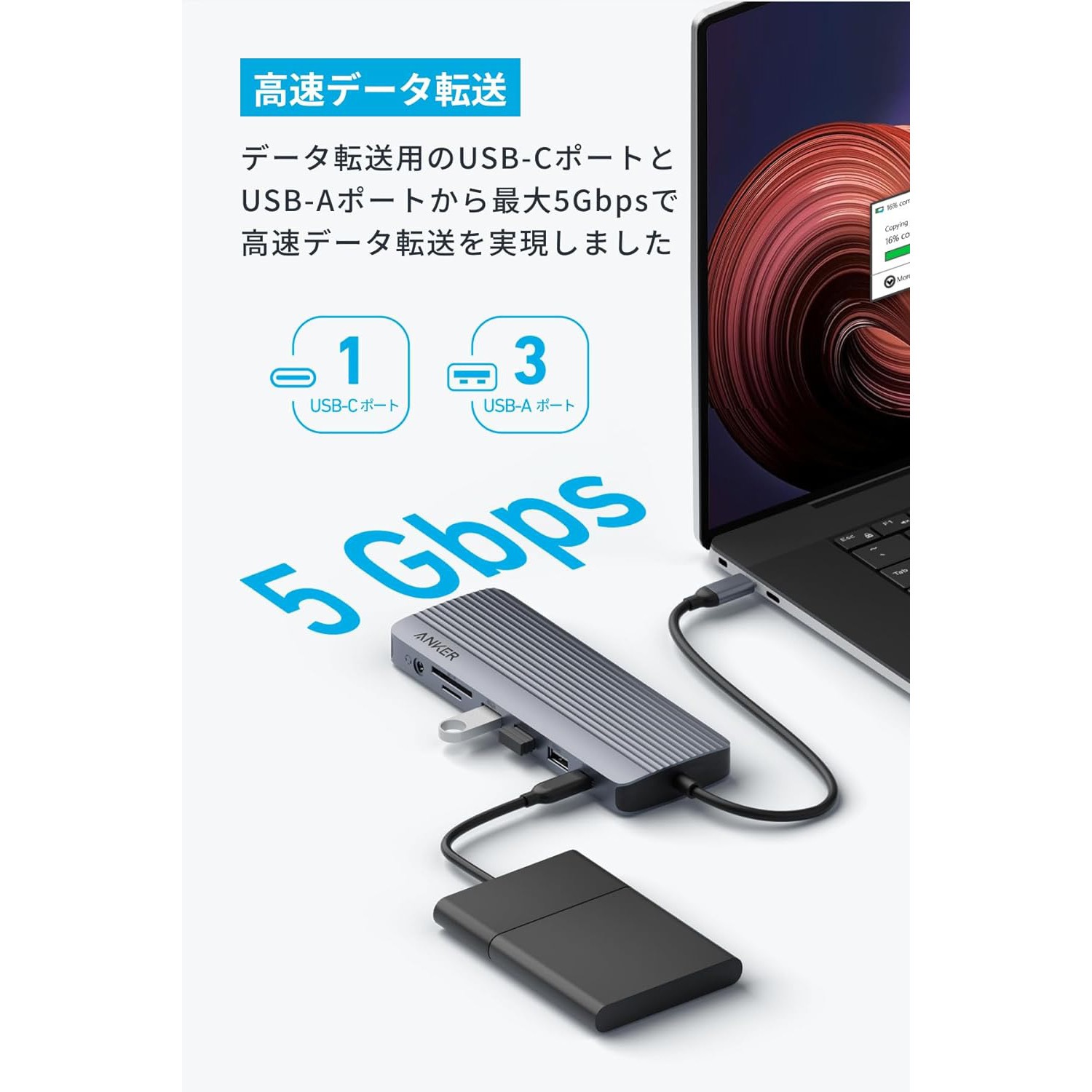 A83890A1 Anker USB-C ハブ (14-in-1， Triple display) 1個 Anker