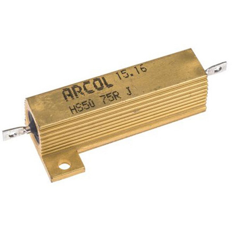HS50 75R J Arcol シャーシ取り付け抵抗器，50W，75Ω，±5% Arcol 1袋(20個) HS50 75R J