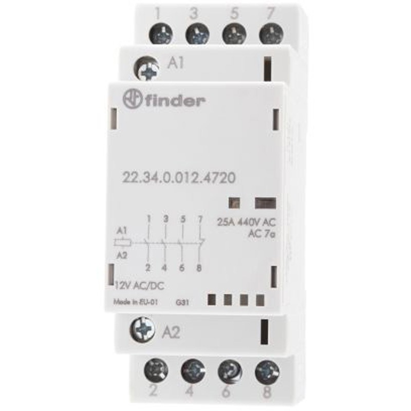 22.34.0.012.4720 Finder 電磁接触器 12 V dc 4極 22 Seriesシリーズ， 22.34.0.012.4720 1個 FINDER 【通販モノタロウ】