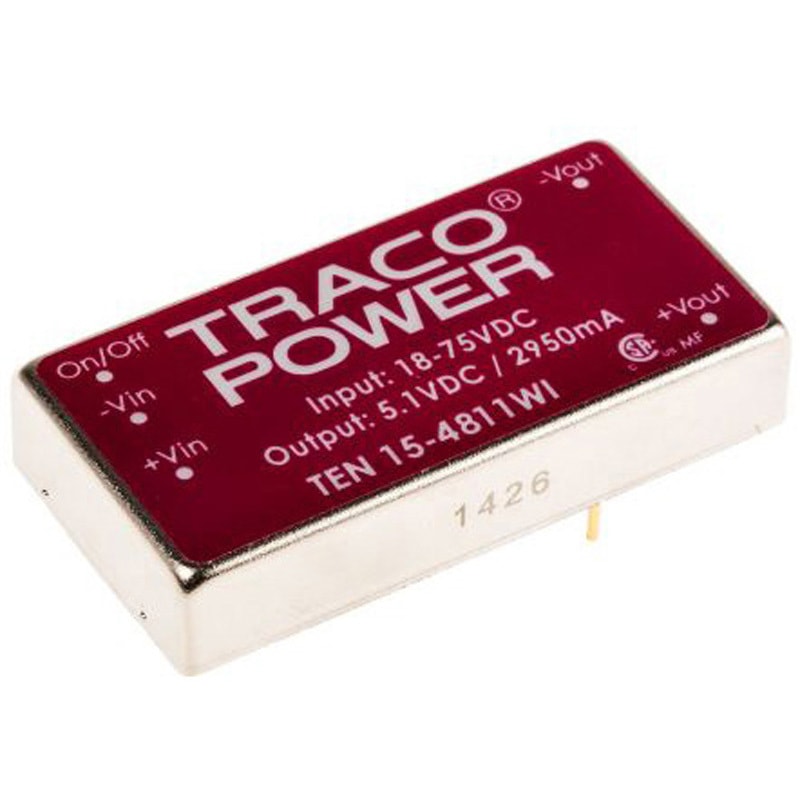 TEN 15-4811WI TRACOPOWER DC-DCコンバータ Vout：5V dc 18 → 75 V dc， 15W， TEN 15-4811WI 1セット(10個) TRACO POWER 【通販モノタロウ】