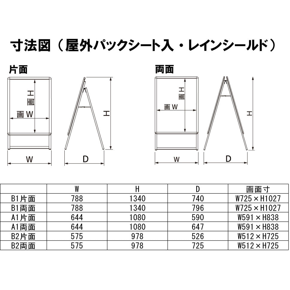 PG-A-B1BGRR PG-Aサイン両面 屋外レインシールド シンエイ B1両面用 質量11.8kg
