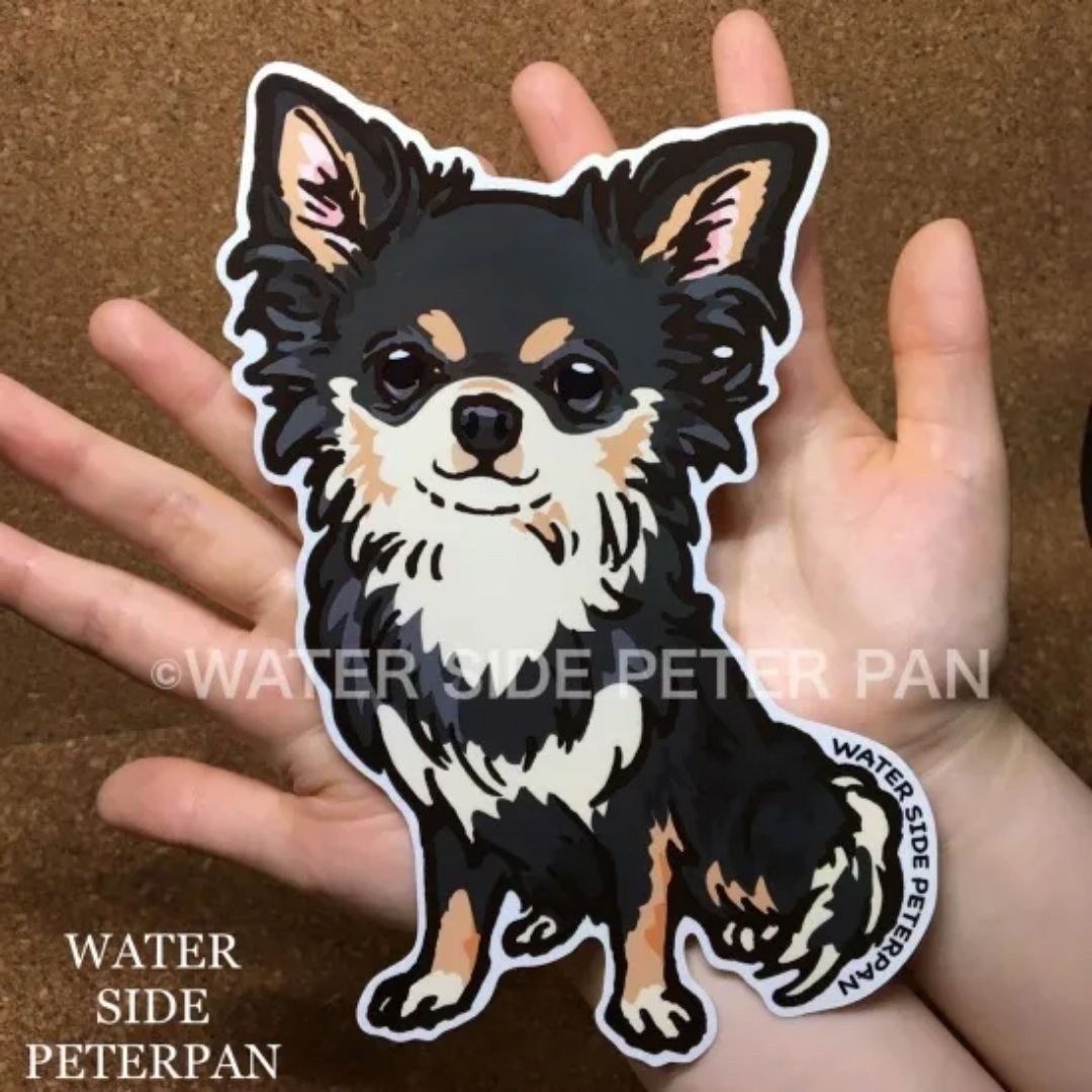 オーダーページ パネル ブラックタン チワワ 10/11 ロングコートチワワ ブラックタン BIGイヌ ステッカー 1枚(1枚) WATER