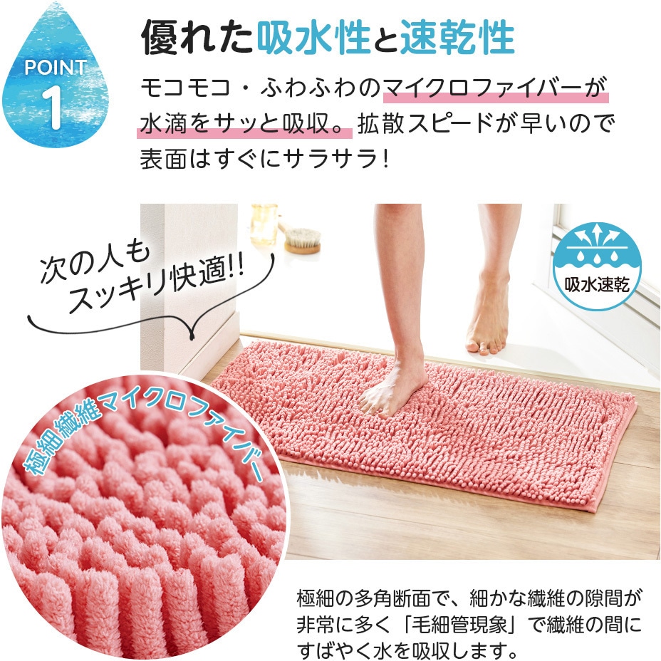 1010083 マイクロファイバー吸水速乾大判バスマット アイメディア