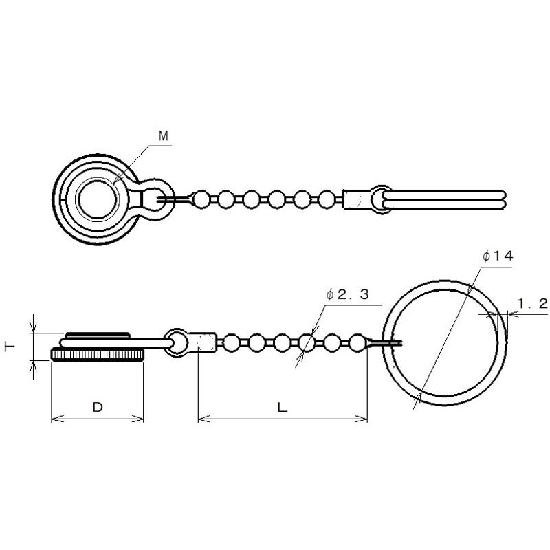 RNC8-100 ローレットナット 脱落防止チェーン付 ラクテム ねじの呼びM8