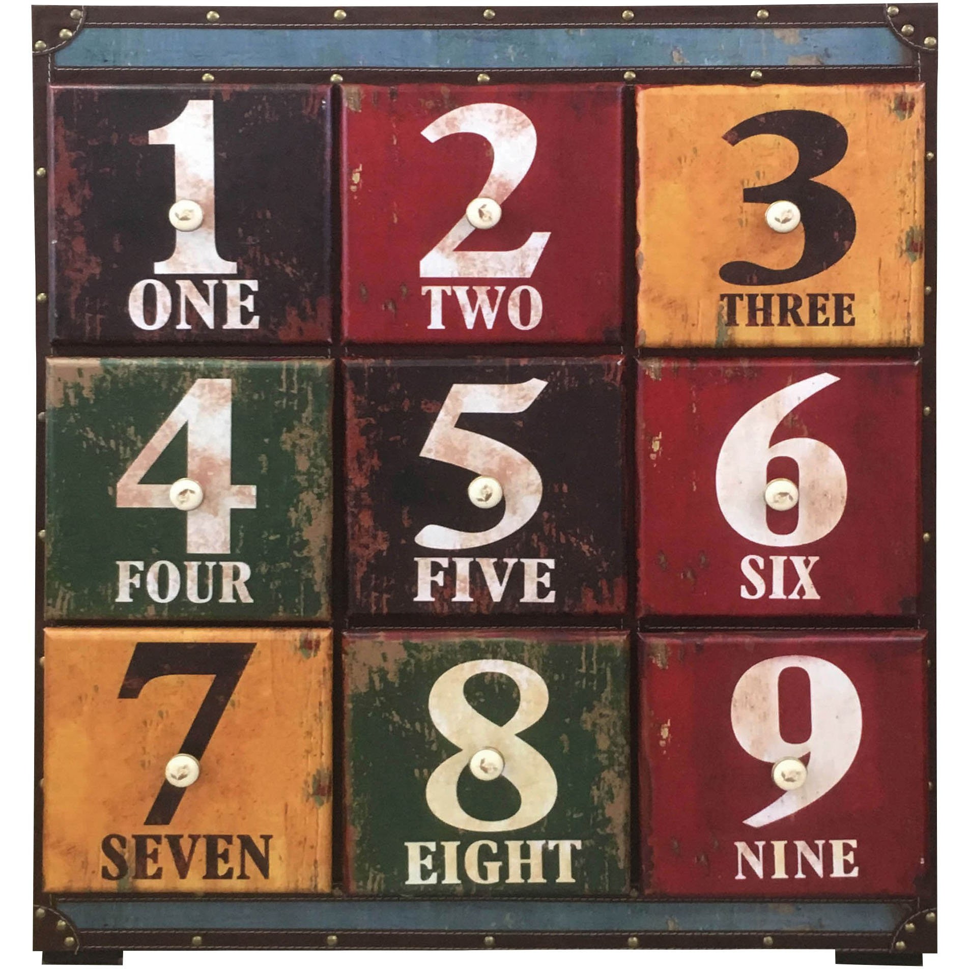 SH-24-0009-BL123 アンティーク文字チェスト サンコウ ブルー/123色   SH-24-0009-BL123