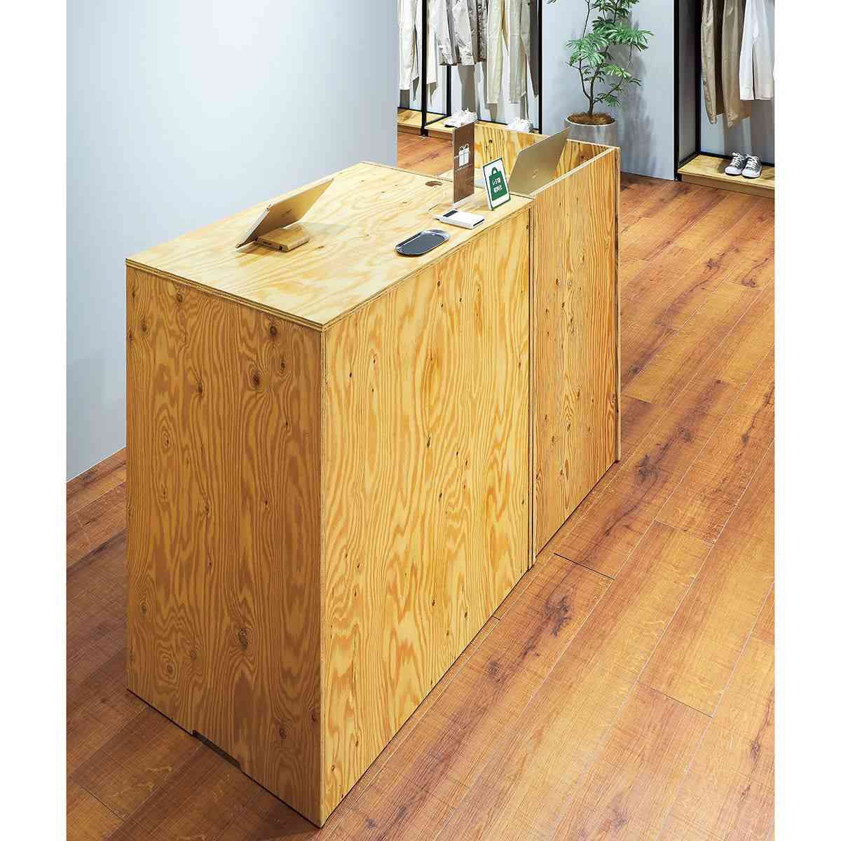 5236-42143 レジ台・カウンター 幅90cm ラーチ合板材 ストア・エキスプレス 本体   5236-42143