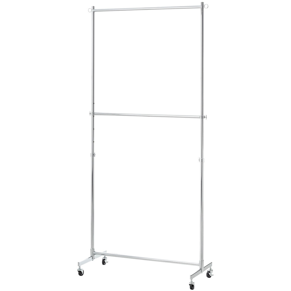 2153-303 陳列用ハンガー什器 重量用2段ハンガーラック 幅90cmタイプ ストア・エキスプレス 幅99cm奥行45cm高さ150～213cm  2153-303