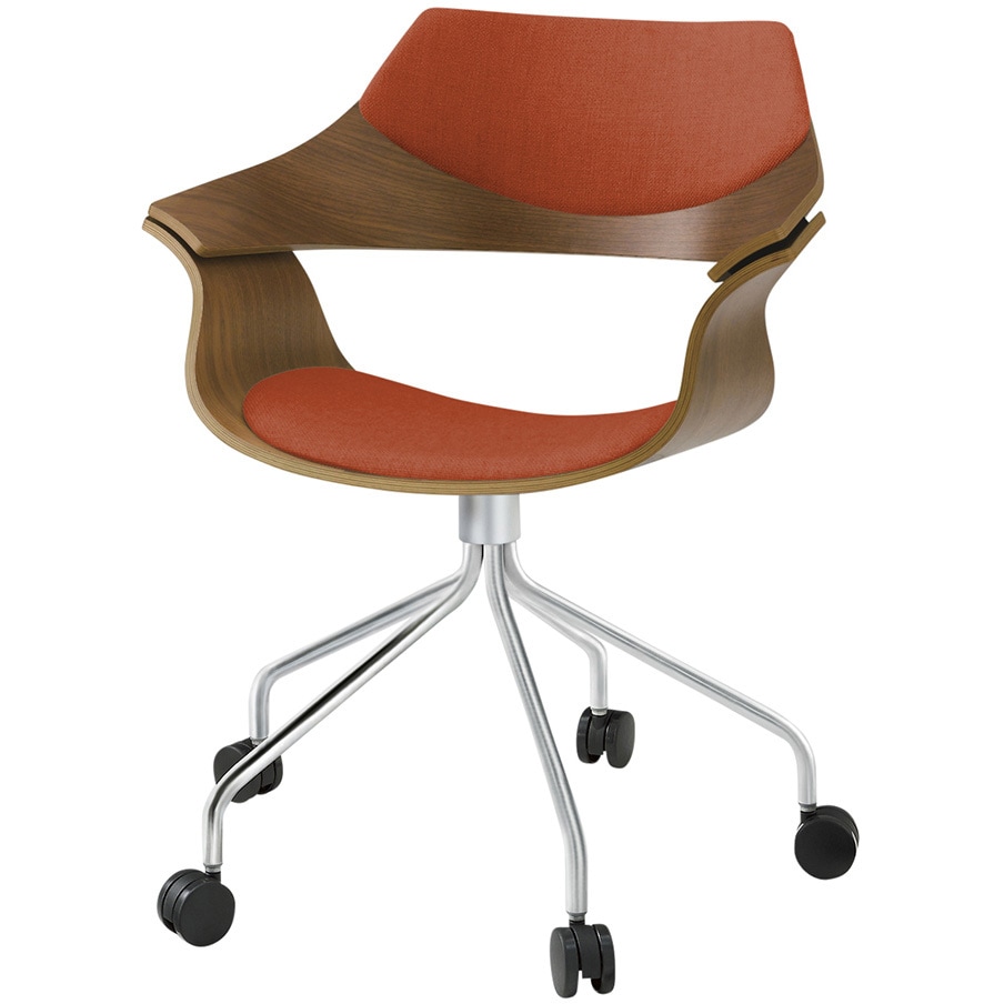 KDA-140C1-Z9111 DAチェア キャスタータイプ 背パッド付 突板タイプ<配送時組立サービス付> イトーキ クロームメッキ 高さ810mm幅650mm奥行610mm  KDA-140C1-Z9111