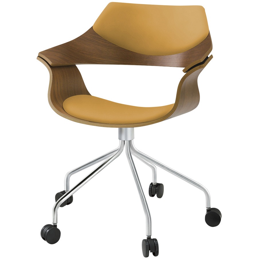 KDA-140DK1-Z9Y8 DAチェア キャスタータイプ 背パッド付 突板タイプ<配送時組立サービス付> イトーキ クロームメッキ 高さ810mm幅650mm奥行610mm  KDA-140DK1-Z9Y8