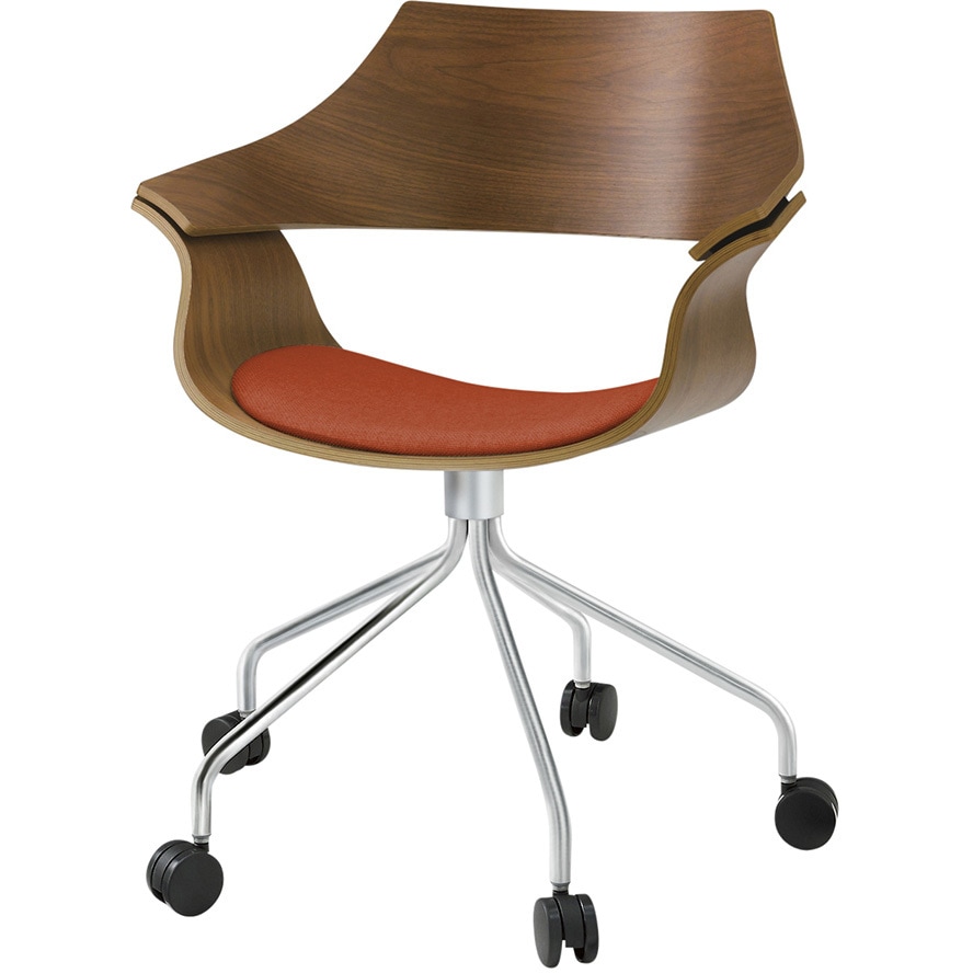 KDA-130C1-Z9111 DAチェア キャスタータイプ 背パッドなし 突板タイプ<配送時組立サービス付> イトーキ クロームメッキ 質量8.6kg 高さ810mm幅650mm奥行610mm  KDA-130C1-Z9111