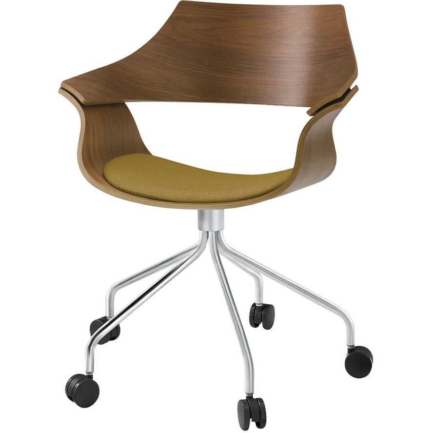 KDA-130C1-Z9178 DAチェア キャスタータイプ 背パッドなし 突板タイプ<配送時組立サービス付> イトーキ クロームメッキ 質量8.6kg 高さ810mm幅650mm奥行610mm  KDA-130C1-Z9178