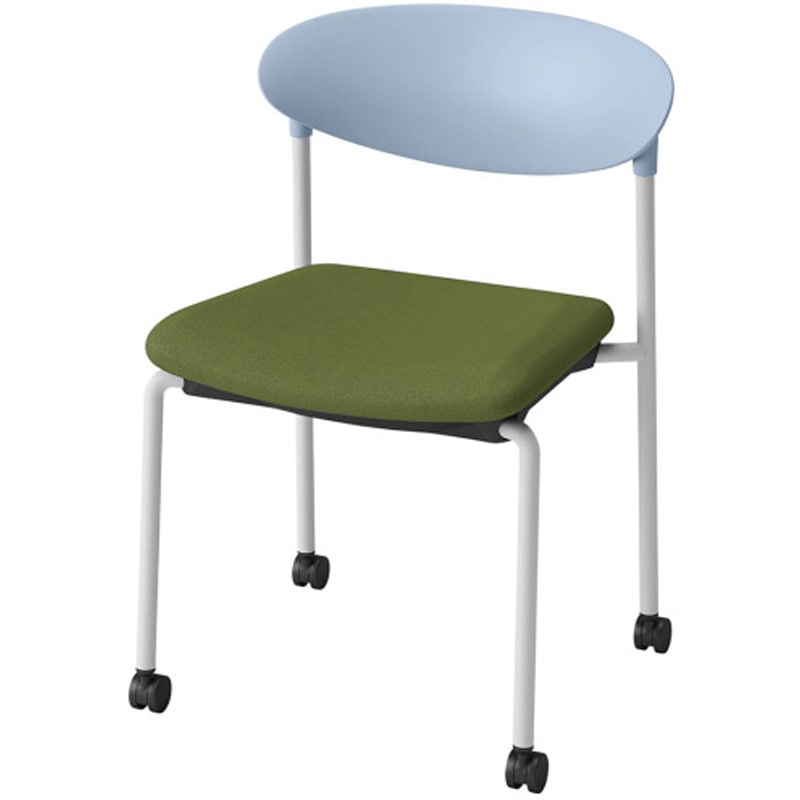 KLK-650C-S4Q2 LK-6チェア 肘なし 4本脚 キャスター付<配送時組立サービス付> イトーキ スタッキング3脚 高さ730mm幅540mm奥行509mm椅子