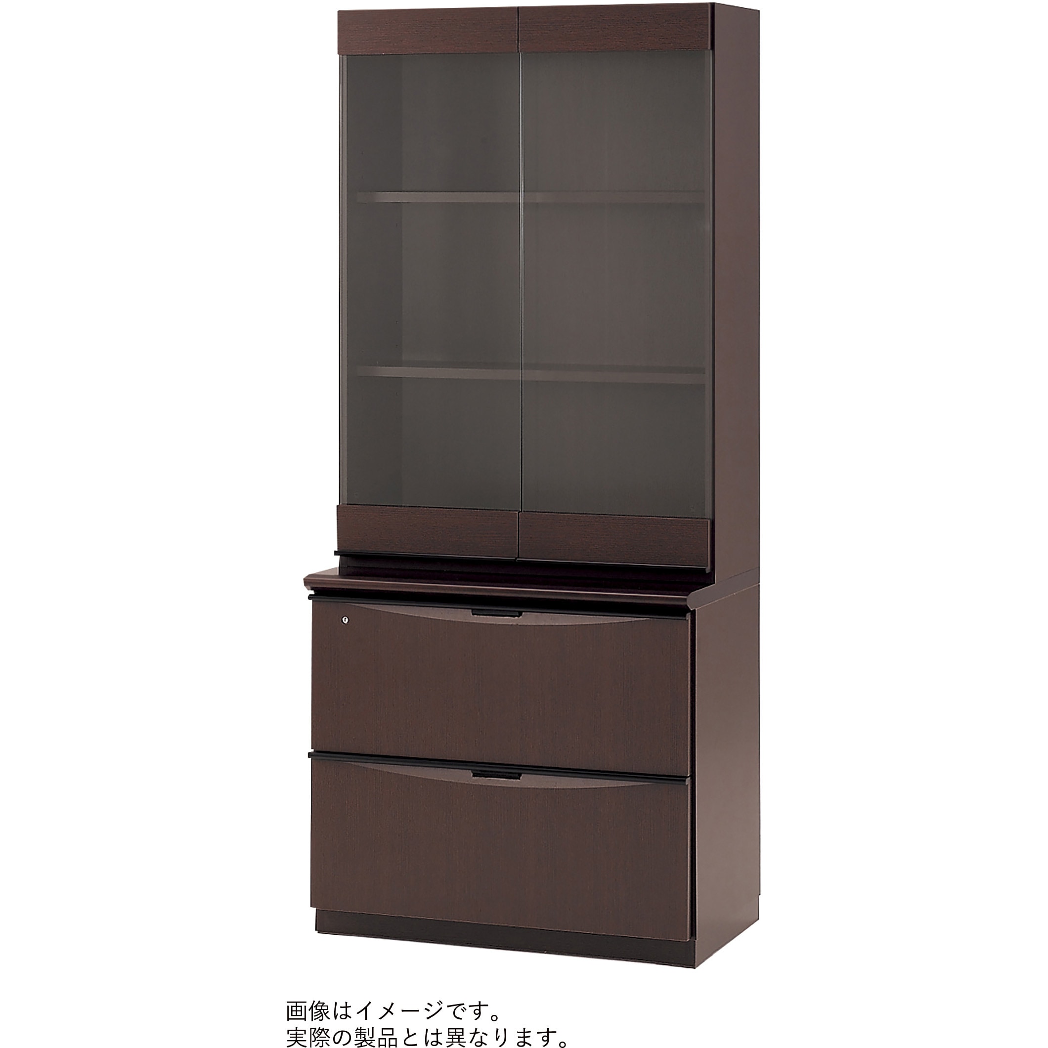 HXW-A118HG-51 XWシリーズ ガラス両開き扉3段 上段用<配送時組立サービス付> イトーキ オークダークブラウン色 高さ1165mm幅800mm奥行485mm  HXW-A118HG-51 114,900円